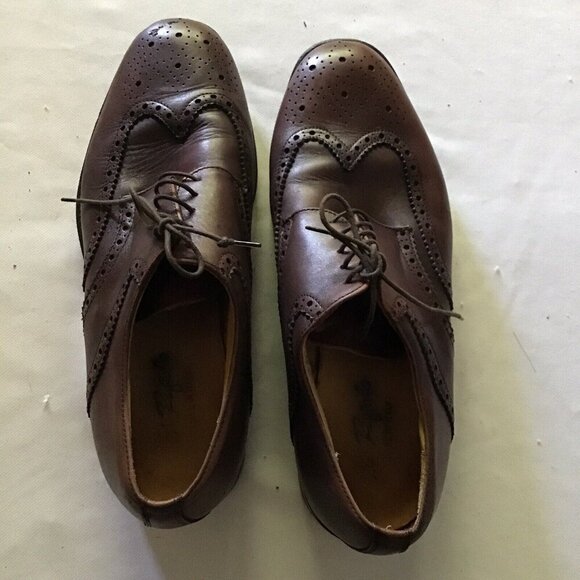 Mens Brown Leather Brogue Oxford Shoes With Lace-Up Design & Rubber Soles - Picture 1 of 12